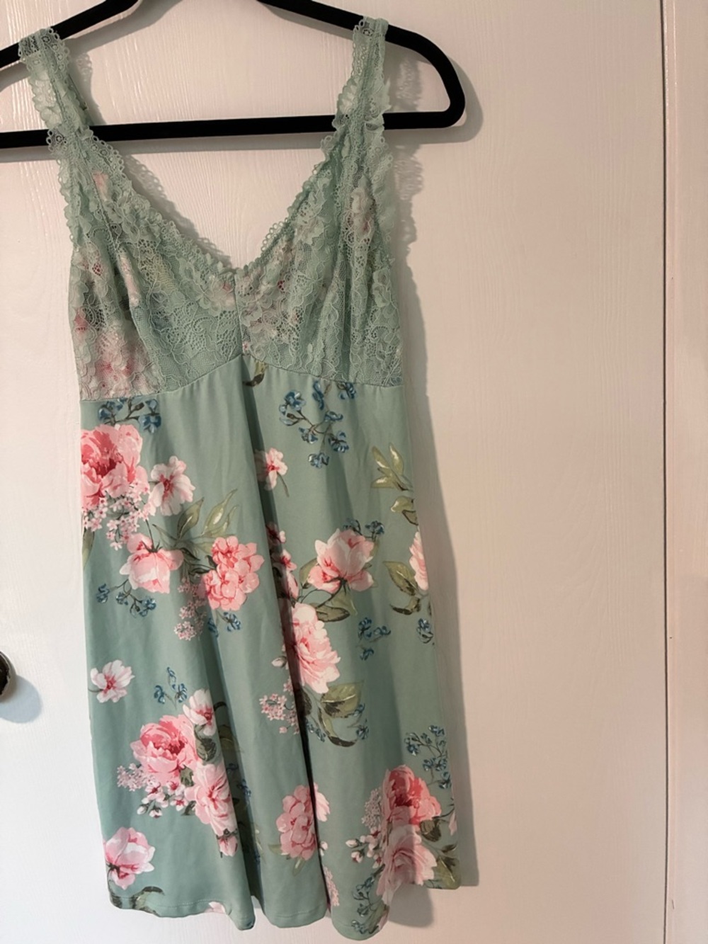 Flora Nikrooz Mint Green Floral Lace-Trim Chemise